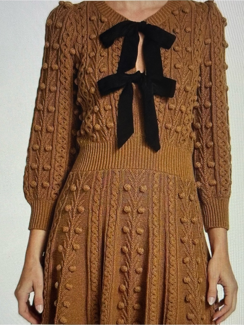 Alice + Olivia Kitty Bow Cable Knit Mini Dress Size Small